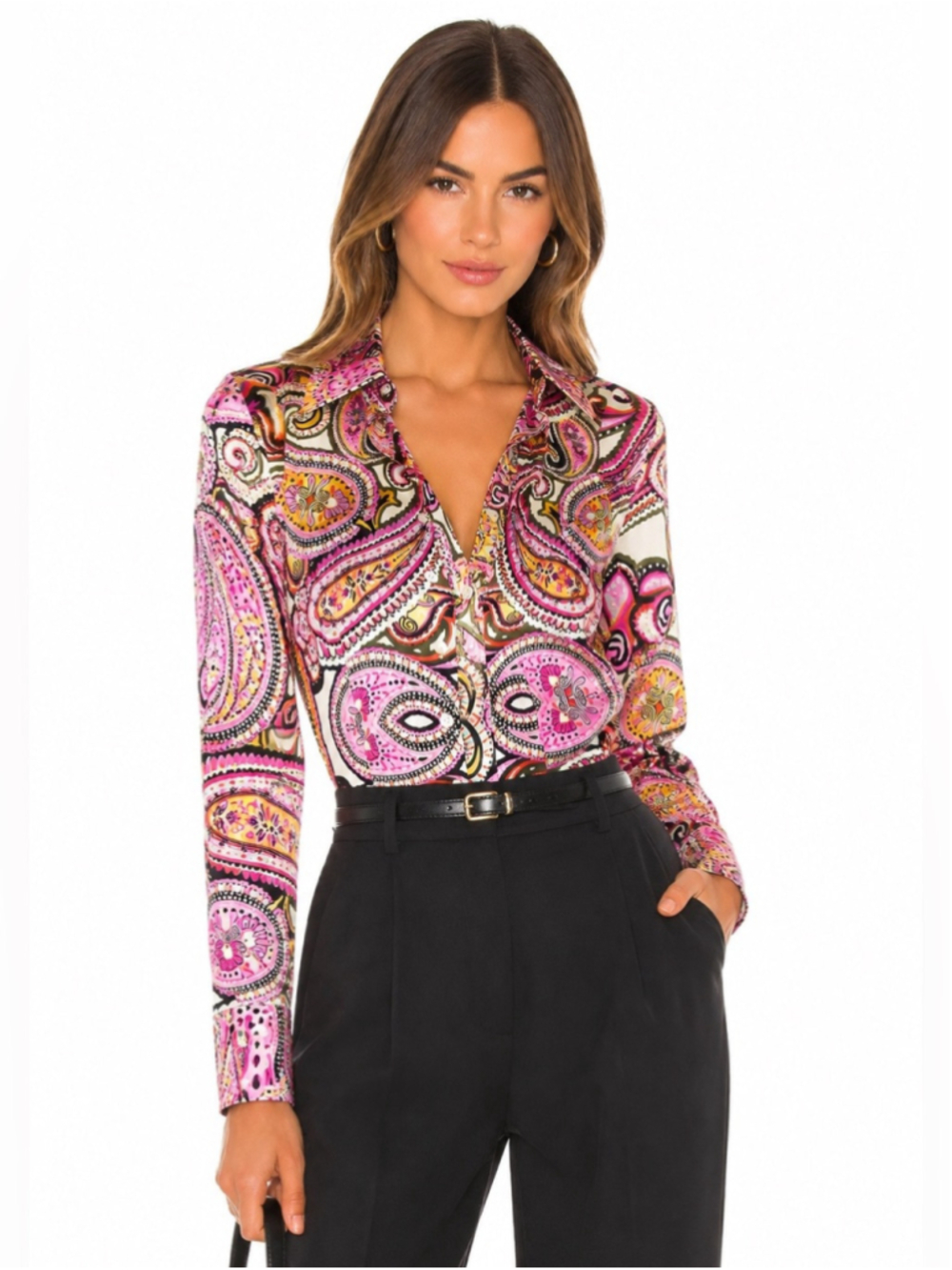 Hawes & Curtis Fitted Paisley Print Stretch Button Down Shirt